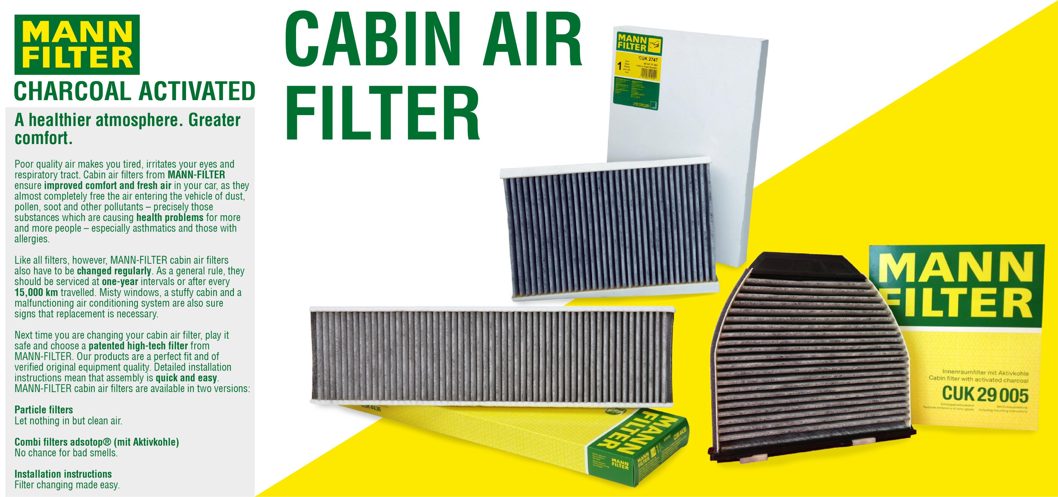 Volvo Cabin Air Filter (Activated Charcoal) (w/ AQS) 30780377 - MANN-FILTER CUK2440